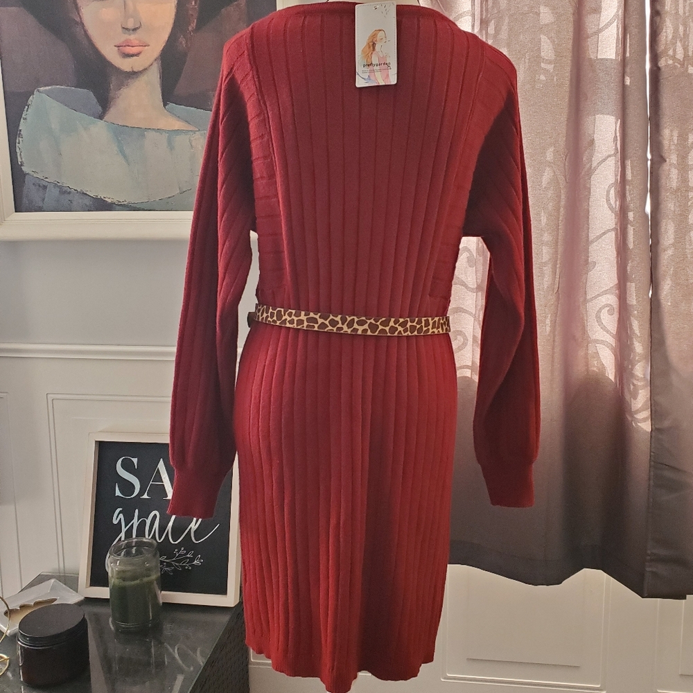 PRETTYGARDEN NWT Ribbed Sweater Dress L - Picture 4 of 9